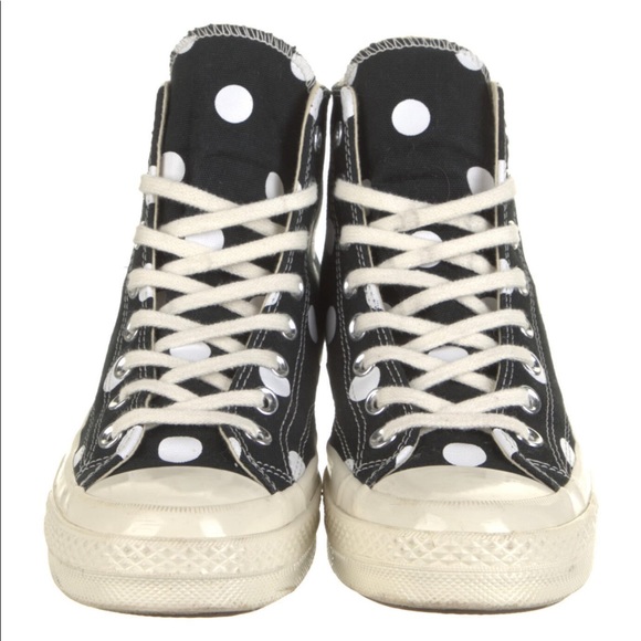 Comme Des Garçons RARE Polka Dot Black/Crème/Red High-Top Sneakers size M 7 /W 9 - Picture 3 of 5